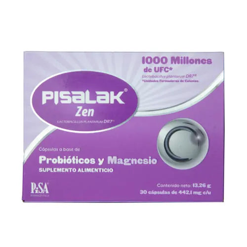 Pisalak Zen Suplemento Alimenticio Probióticos Magnesio 1000 M Ufc / 56.25 Mg Con 30 Cápsulas